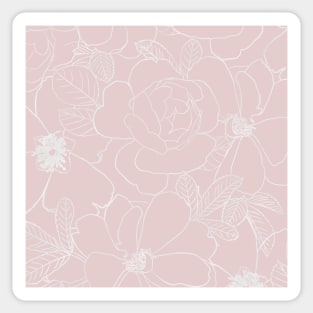 Elegant Silver Roses Floral Drawing Pink Design Sticker